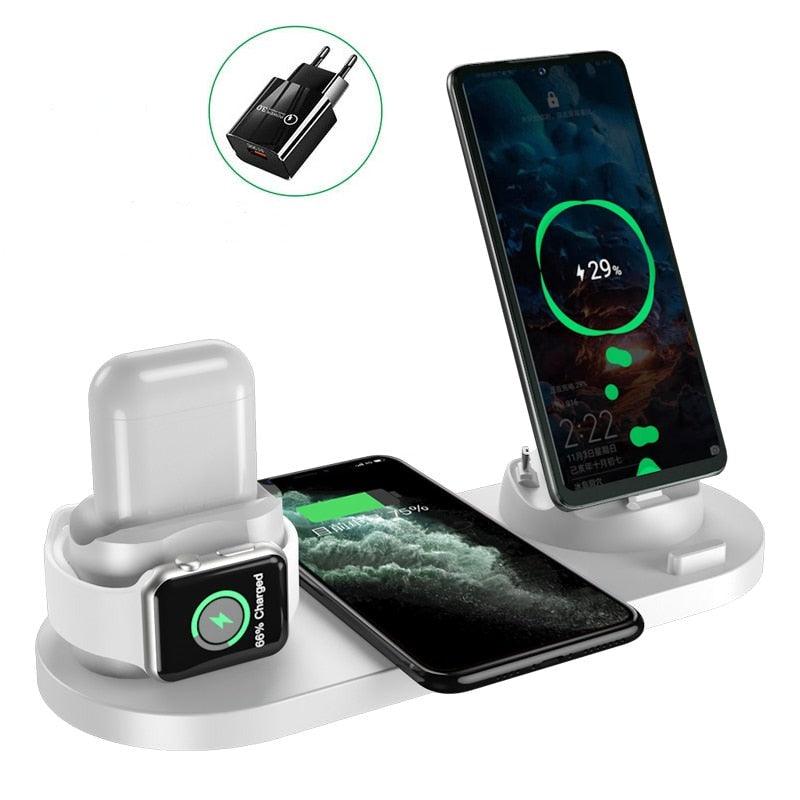 Charger Pro QSM5 - Estação Carregadora Sem Fio 4 em 1 iPhone Samsung AirPods SmartWatch - Smash Store